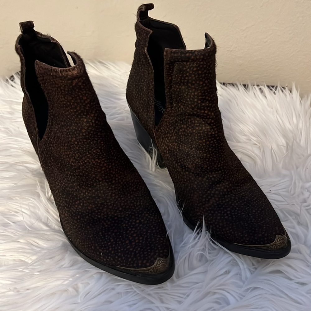 Jeffrey Campbell Cromwell Real Cow Hair Western Booties Size 7.5